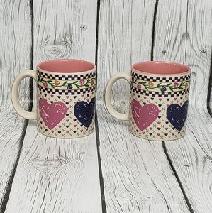 2 Vintage 1986 YFK Designs Hearts Delight Collection Mugs